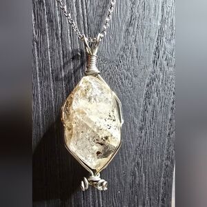 Wire-Wrapped Hermiker Crystal Pendant Only